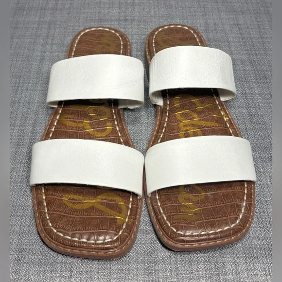 Sam Edelman Haydee Slide Flat Sandals White Leather Size 7.5 - Picture 3 of 7